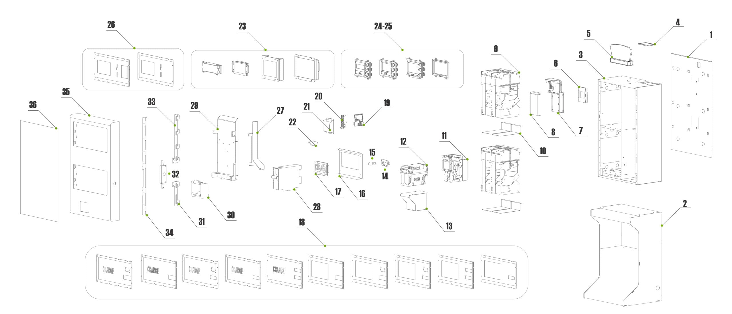 Change machine spare parts